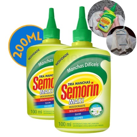 2 Semorin Maxi Tira Manchas Difíceis 100ml Suor, Mofo, Bolor em Oferta na Shopee