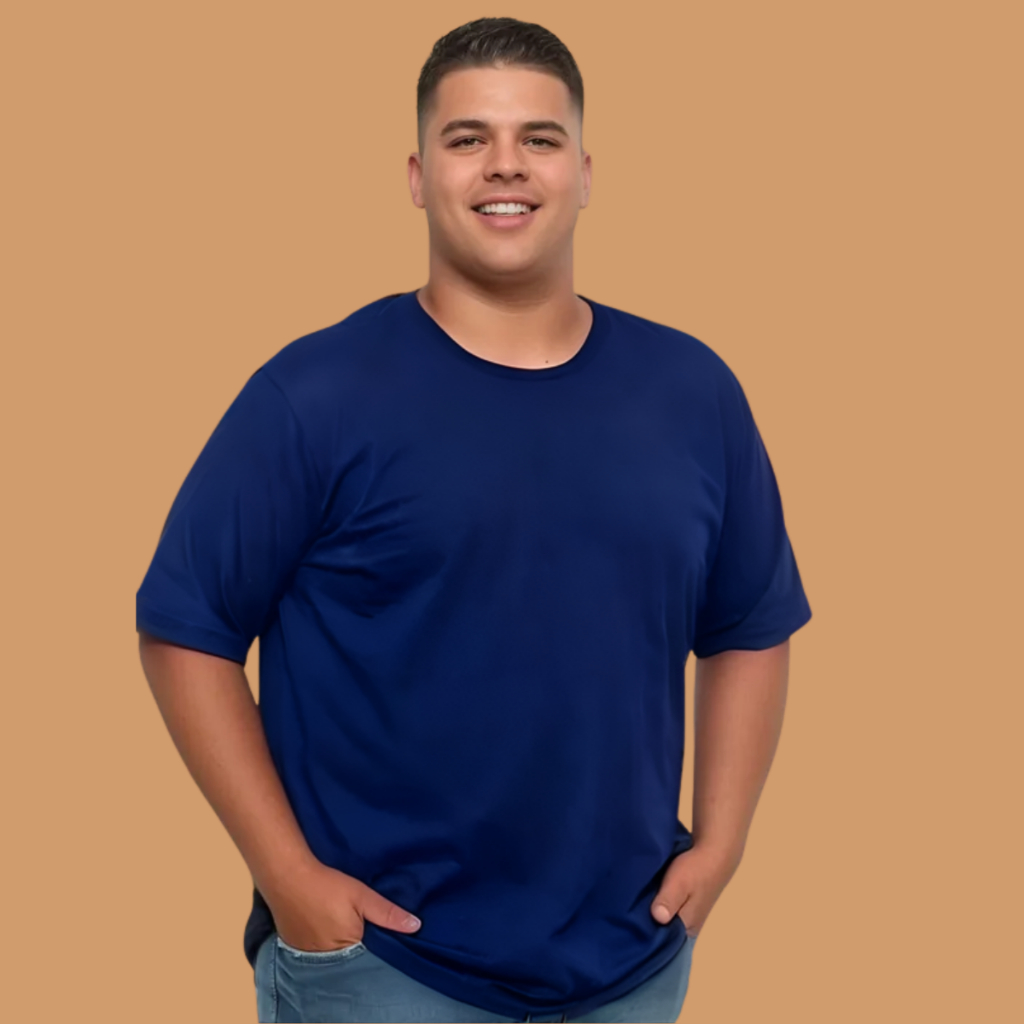 Detalhes do Camiseta AZUL Premium Plus Size 100% algodão tamanhos grande G1, G2, G3