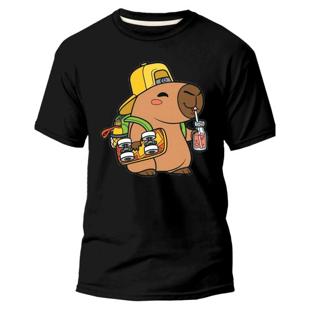 Camiseta Básica Algodão Capivara Skate Unissex Dia Dia em Oferta na Shopee