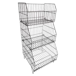 Expositor De Chão 3 Cestos Aramado 1,10m Display Organizador Loja Reforçado