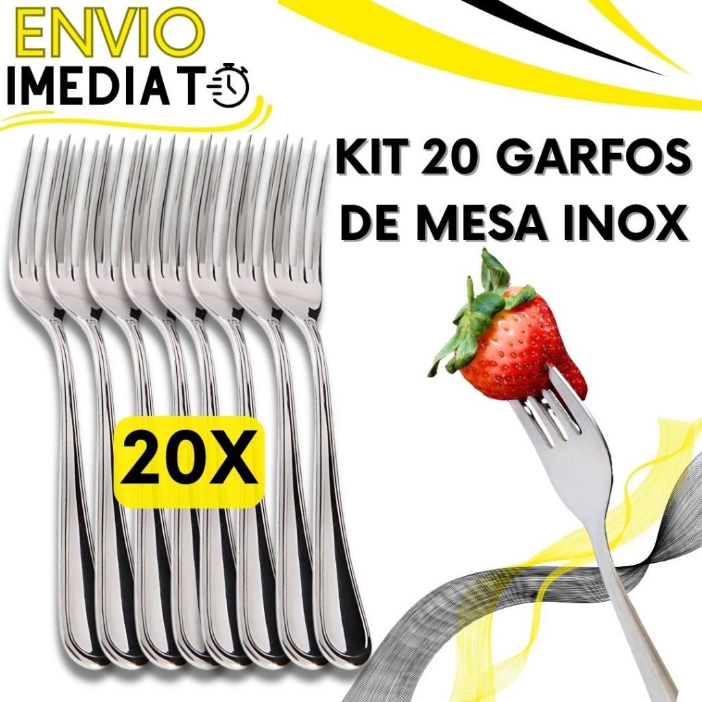 Jogo de Talher 20 Peças Garfo de Mesa Aço Inox PREMIUM Polido Super Resistente Para Casa Restaurante Bar Buffet Padaria