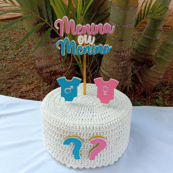 Topo/Topper de Bolo Chá Revelação Menina ou Menino/Decoração de Bolo Chá Revelação Envio 24horas