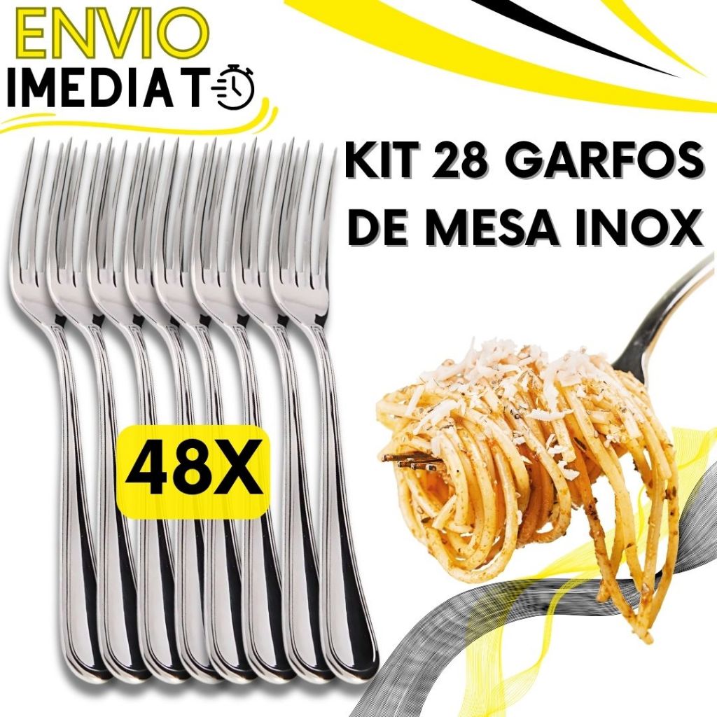 Jogo de Talher 48 Peças Garfo de Mesa Aço Inox PREMIUM Polido Super Resistente Para Casa Restaurante Bar Buffet Padaria
