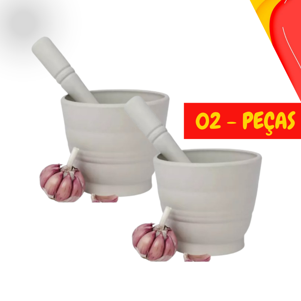 Pilao Plastico com Socador Amassador para Alho Caipirinha - Kit c/ 02 Peças em Oferta na Shopee