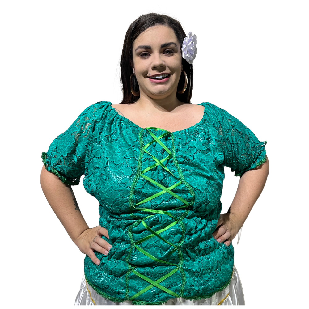 Blusa Ciganinha Renda E Cetim Umbanda Candomblé