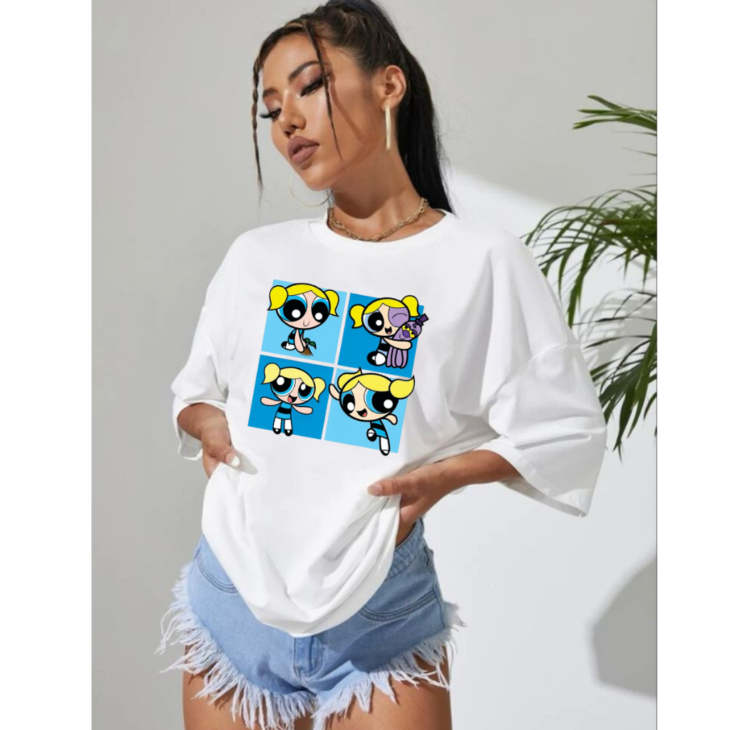 Camiseta Feminina Blusão De Ombro Caido 4 Lindinha Meninas Super Poderosas Estampada 100% Algodão Promoção