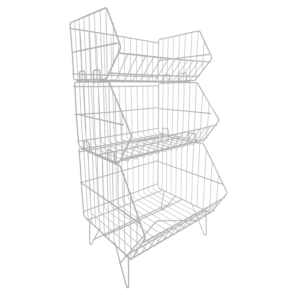 Expositor Aramado Cesto Triplo Baby 0,81x0,40m Container 3 Cestos Desmontável Loja Display Organizador Metal