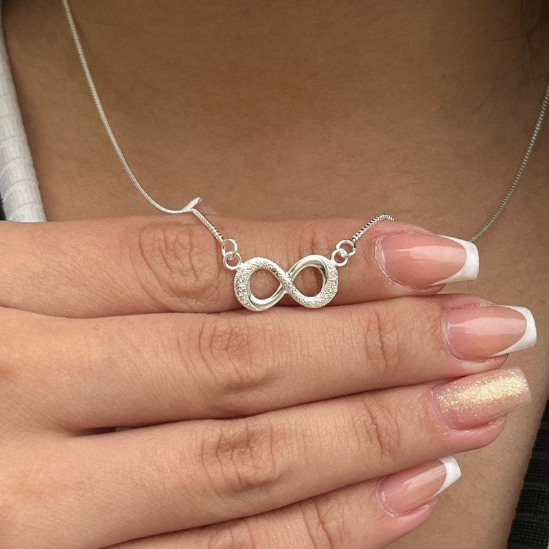 Colar Infinito Prata 925 Feminino – Corrente Veneziana  45cm Legítima com Pingente Delicad...