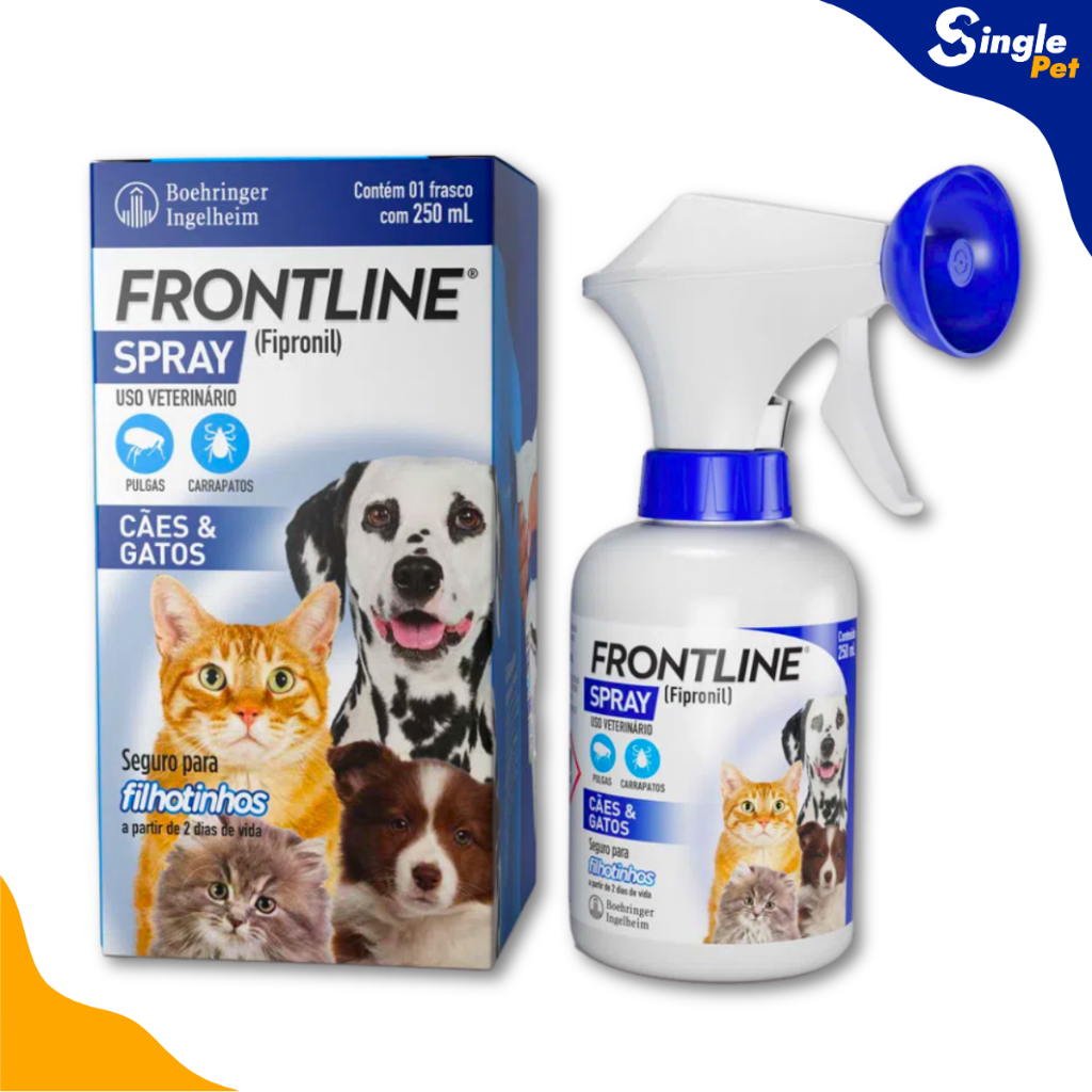 Frontline Spray Tratamento Antipulgas e Carrapatos para Cães, Gatos Pet - 250ml