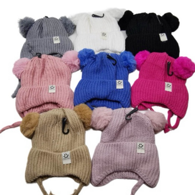 Touca De inverno Frio para Bebe Gorro De Lã Infantil Forrada Pompom Menina Menino Estilo