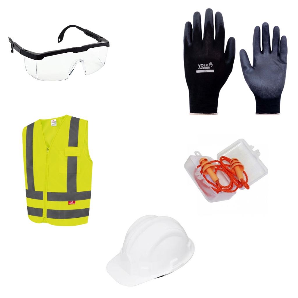 Kit Obras Capacete Colete Protetor Auricular Óculos Luva Segurança Proteção Epi em Oferta na Shopee