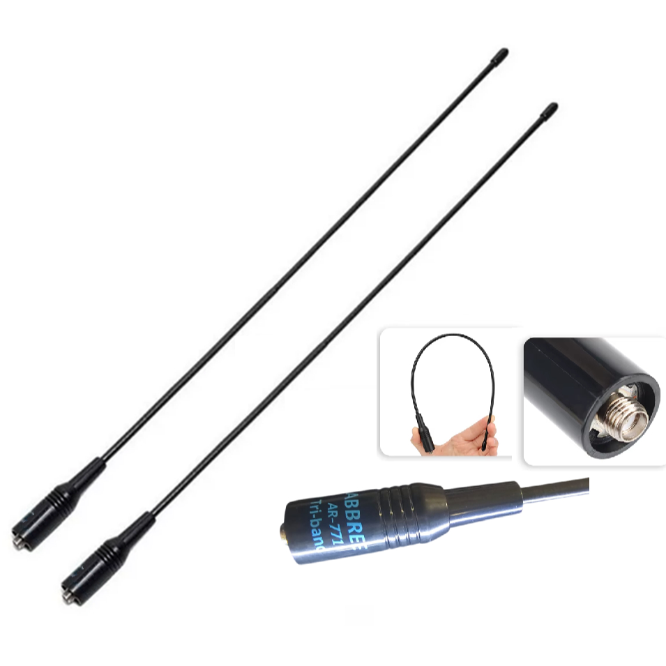 Kit 2 Antena Radio Baofeng Tri-band 771 Flexivel Uv-82 Uv-5R
