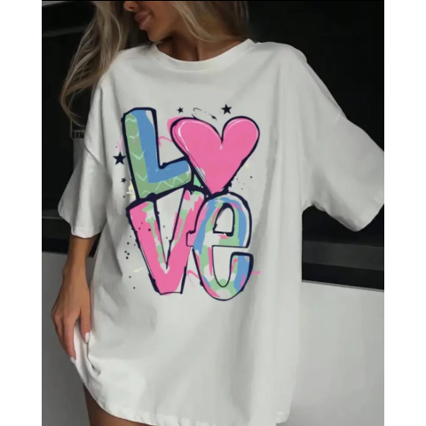 Camisa Camiseta Feminina Oversized Confortável Streetwear Lançamento LOVE