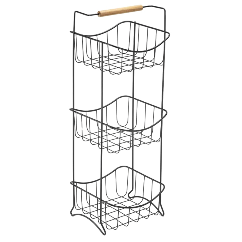 Fruteira De Chão Tripla Black Eco Design Organizador Cozinha Moderna Aço Preto Elegante Arthi em Oferta na Shopee