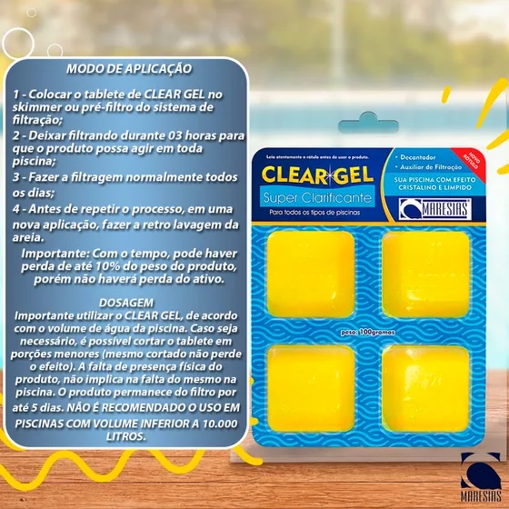 CLEAR GEL SUPER CLARIFICANTE COM 4 UND MARESIAS PISCINA