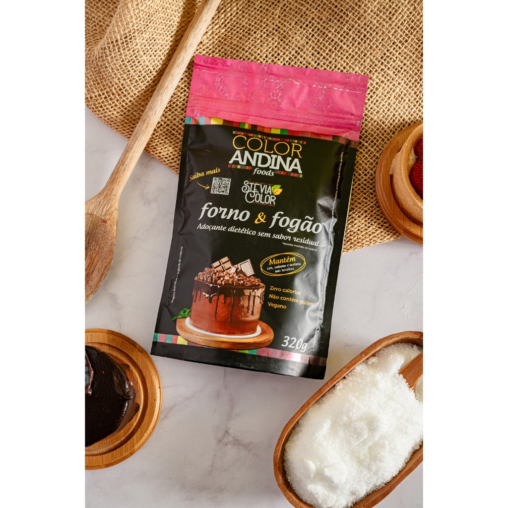 Adoçante Stévia Culinário | Color Andina | Forno E Fogão 320g - 2 potes