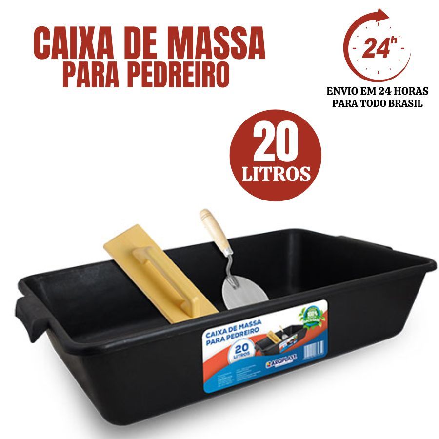 Caixa Plástica 20lts Multiuso Pedreiro Obra Construção Para Mexer Massa Cimento e Tintas