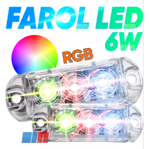 Par De Faróis Ajk 6w Rgb Led 3.0 Lançamento 3 Leds Por Farol em Oferta na Shopee