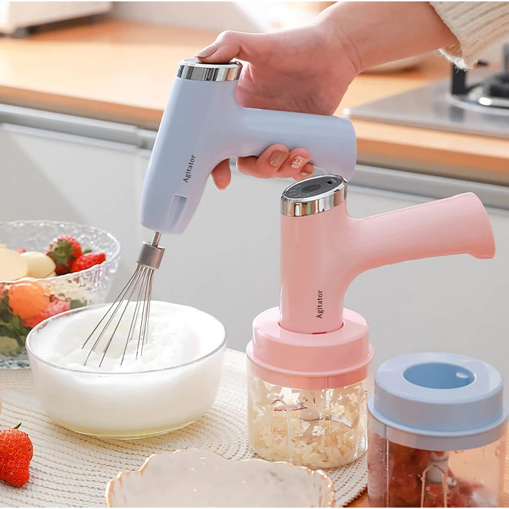 Batedeira E Processador Mixer Recarregável Elétrico 2 Em 1 Triturador De Alimentos Elétrico