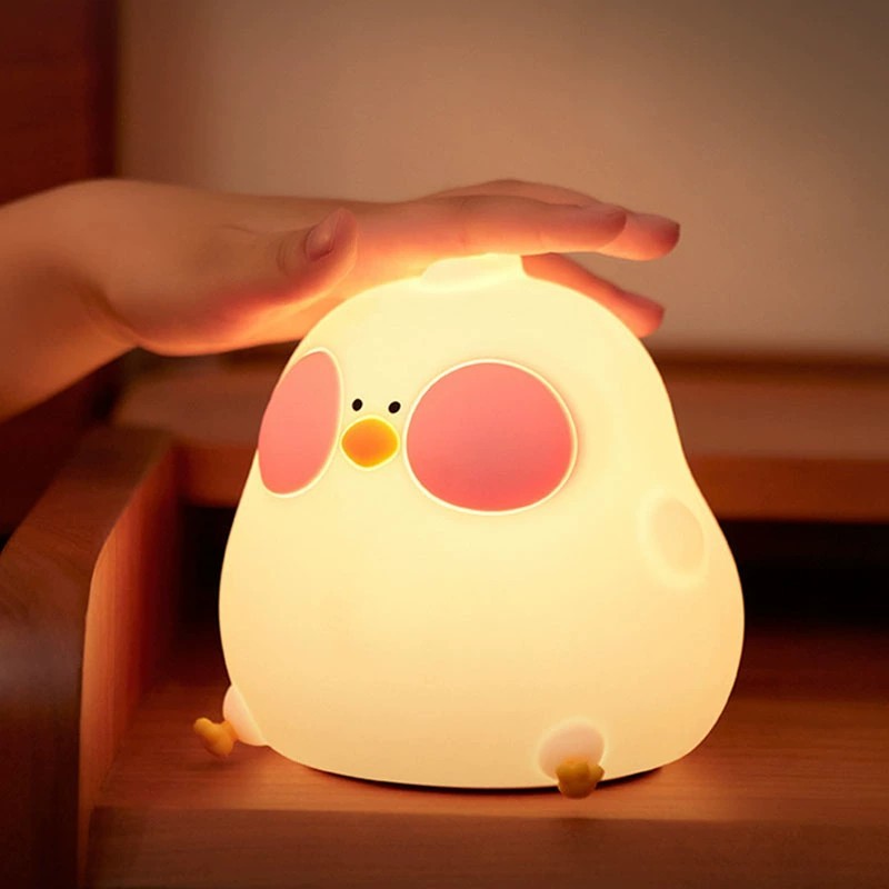 Luminária Mesa Pintinho Bichinhos Recarregável Lâmpada Noturna Abajur Fofo Silicone Toque Touch Led
