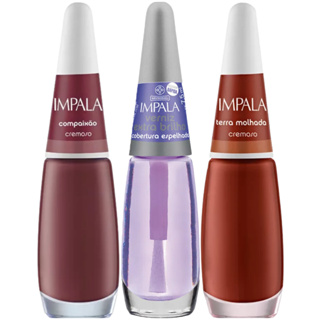 Kit 3 Esmaltes Impala Terracota com Verniz Extra Brilho Cobertura Espelhada Longa Duração em Oferta na Shopee
