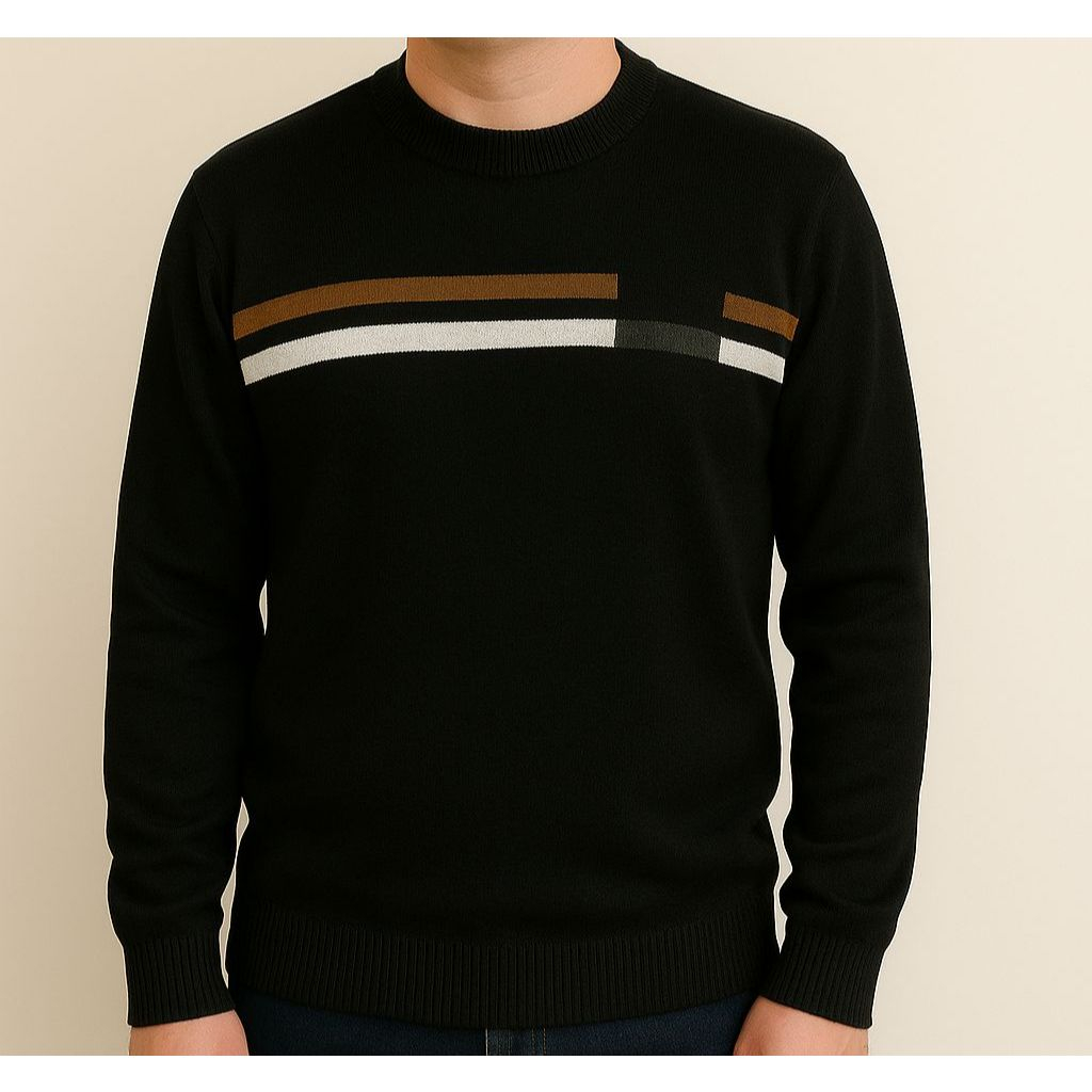 Suéter Masculino Gola Redonda  Blusa de Frio Tricot Listra Fina Alta Qualidade Tam. M G GG