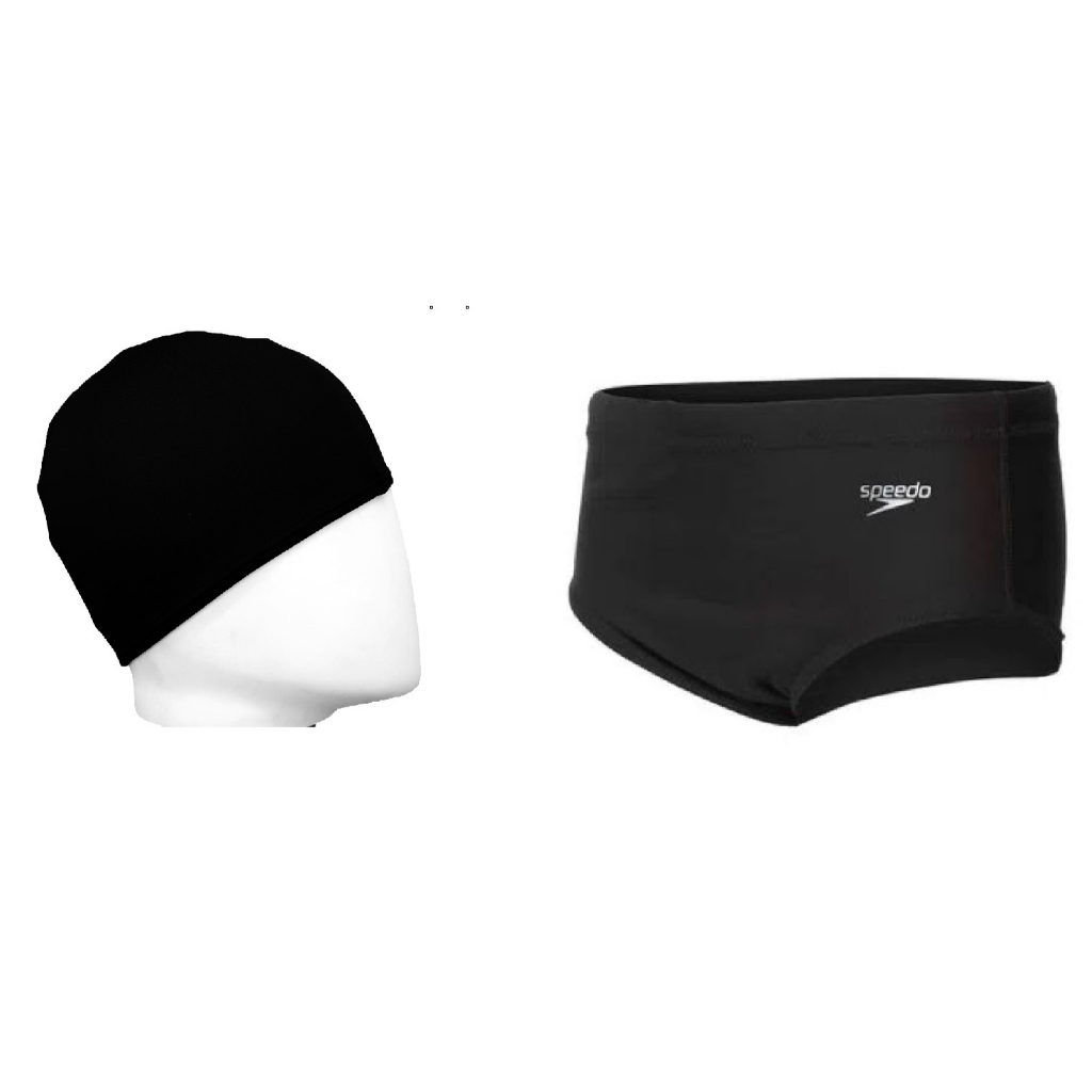 Kit Natação Speedo Sunga Solid Lycra Infantil + Touca de Tecido