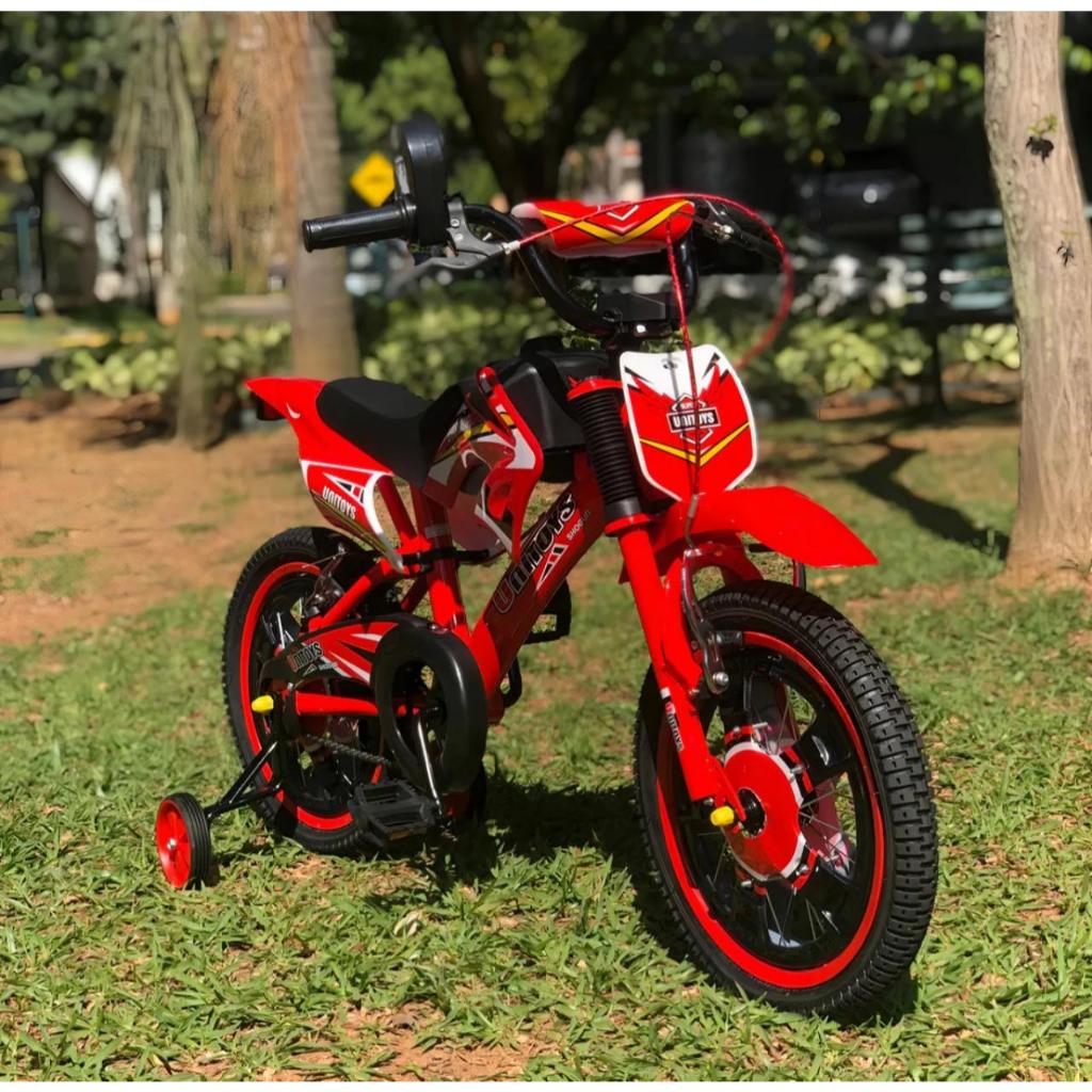 Bicicleta Infantil MotoCross Unitoys R16 Freios V-Brake Imita Barulho de Moto Bike Unissex