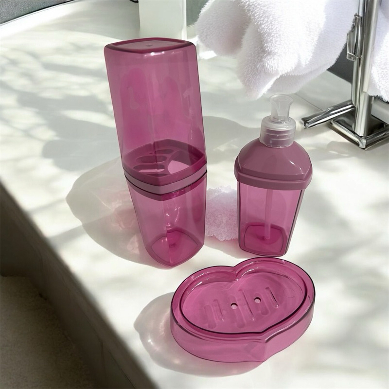 Kit Banheiro Kit Lavabo Porta Sabonete Líquido Dispenser e Porta Escova de Dente - Decoração