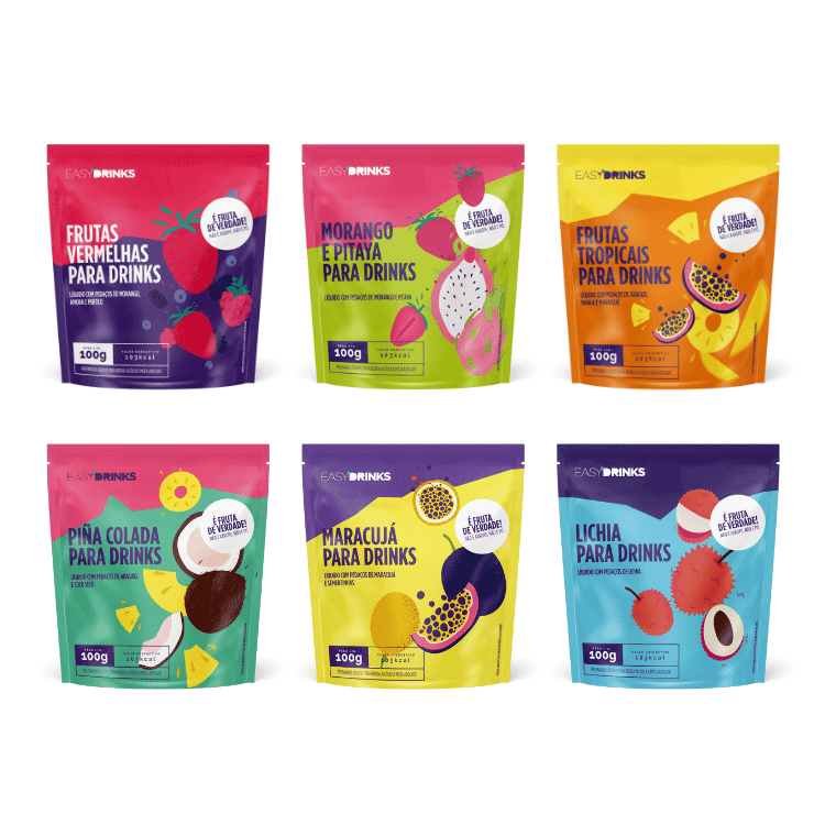 Preparos para Drinks Easy Drinks - Frutas Tropicais, Frutas Vermelhas, Vários Sabores - 100g