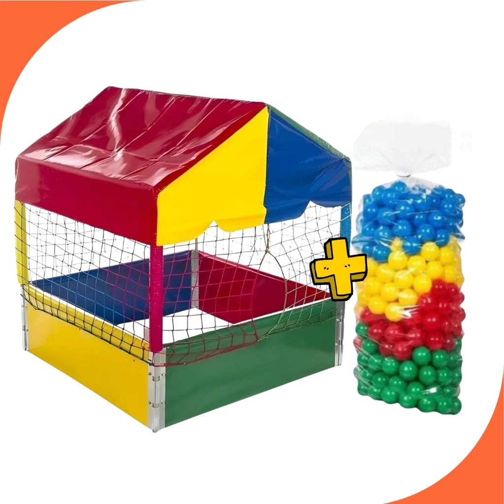 Piscina De Bolinha Quadrada 1,00m Premium KIT COM 100/200/300/400/500 Bolinhas