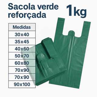SACOLA PLASTICA REFORÇADA, RESISTENTE E MAIS GROSSA 1KG -  VERDE VARIOS TAMANHOS em Oferta na Shopee