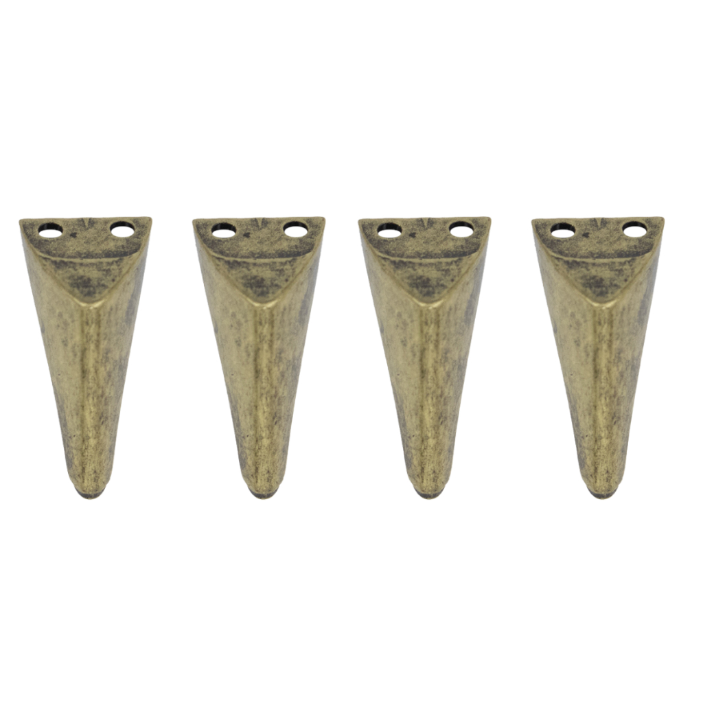 Kit 4 Pés Pezinho Metal Salto Decoração Artesanato Caixa Bandeja Mdf  + Parafusos