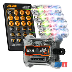 Strobo Automotivo Car Ajk 6 Faróis Rgb Com Controle Rítmico