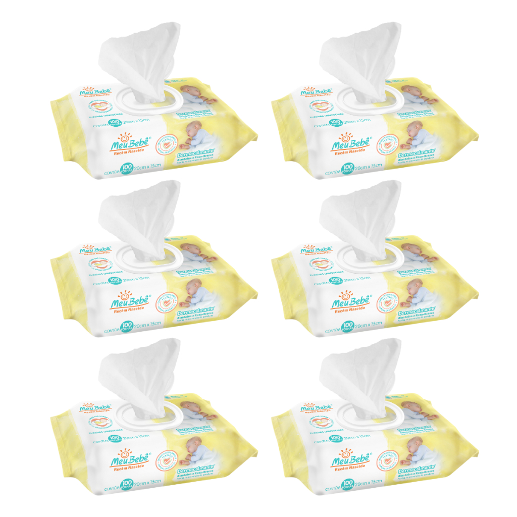 Toalha Umedecida Meu Bebê RN Dermocalmante 600 Folhas (6undX100fls)