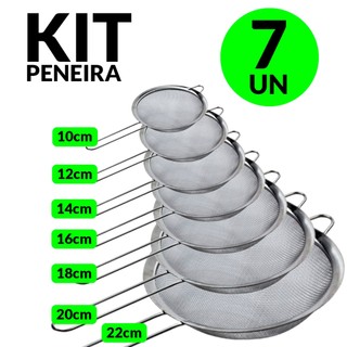 Kit Peneira de Cozinha Aço Inox Suco Oleo Farinha Casa Restaurante