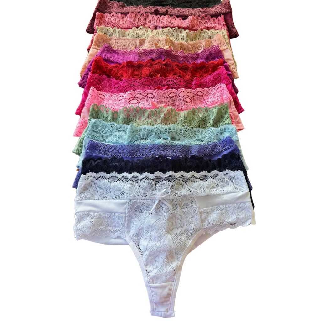 Kit Calcinhas Fio Duplo com Renda Feminina Sexy Empina Bumbum Renda Premium — imagem 2 de 2