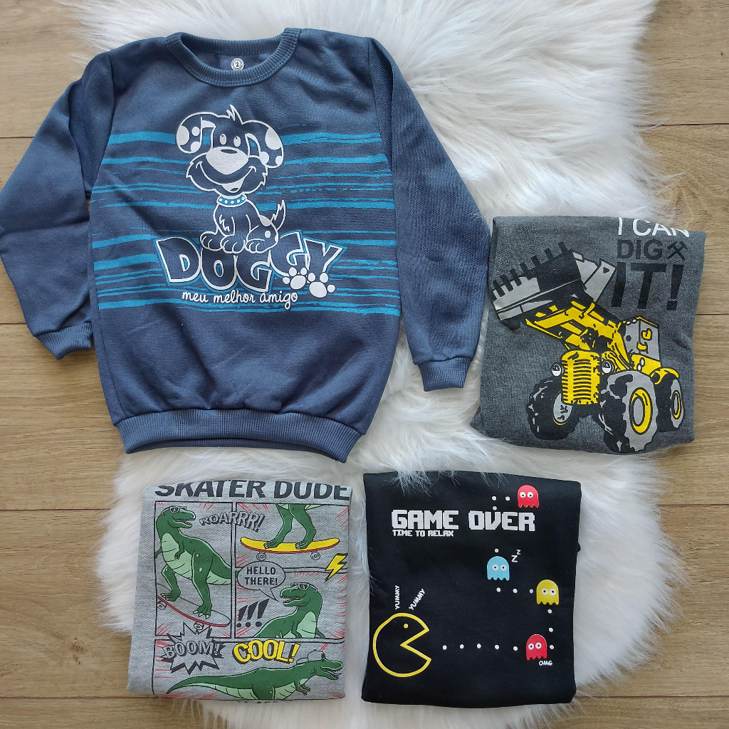 Kit sortido de 3 Casacos de Moletom Menino Masculinos de Inverno Tamanho 1 ao 3