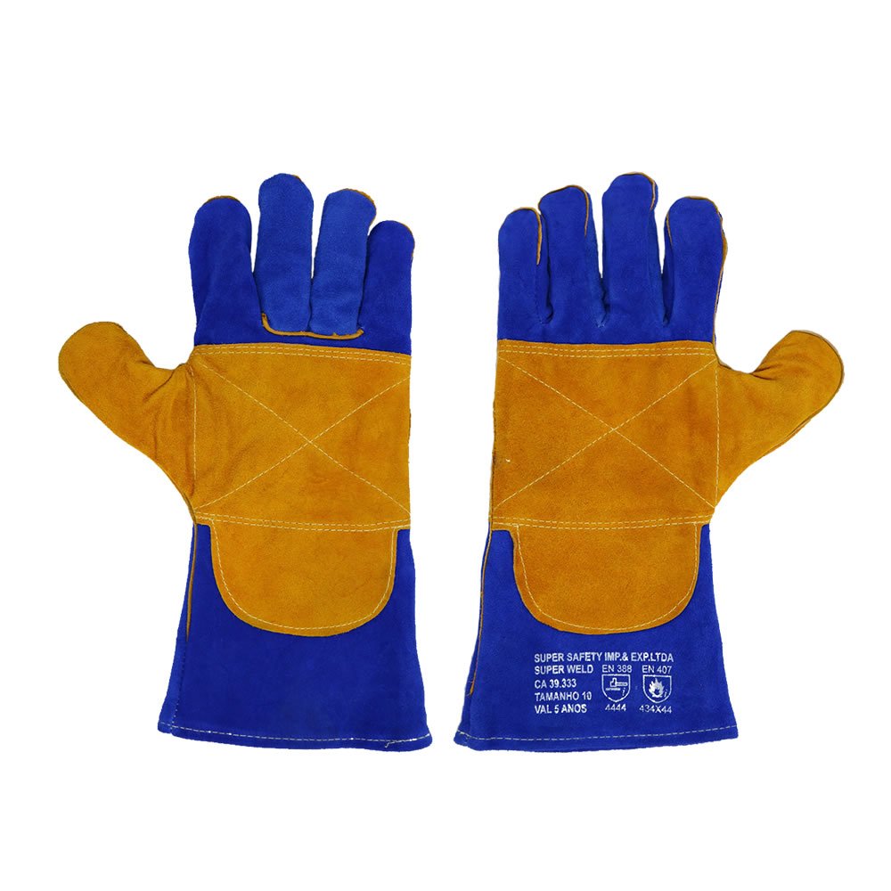 Luva SuperSafety Térmica Super Weld  Raspa Soldador Térmica Alta Temperatura Couro Forno Industrial Solda Kevlar Aramida