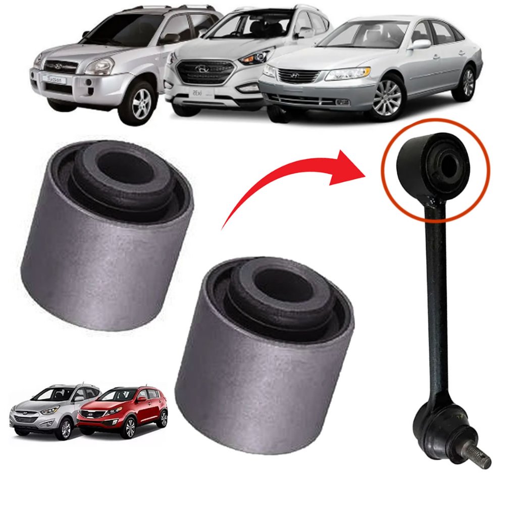 Par Bucha Braço Auxiliar Traseiro Hyundai Ix35 i30 Tucson Azera Sonata Elantra Kia Sportage com Nfe em Oferta na Shopee