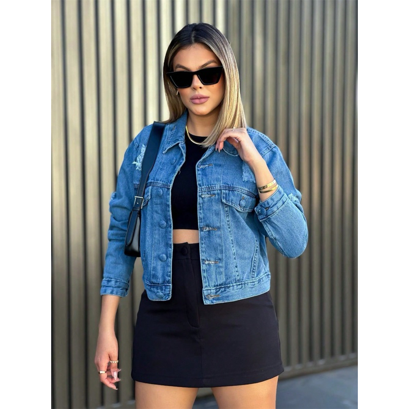 jaqueta jeans Feminina modelo novo 2025
