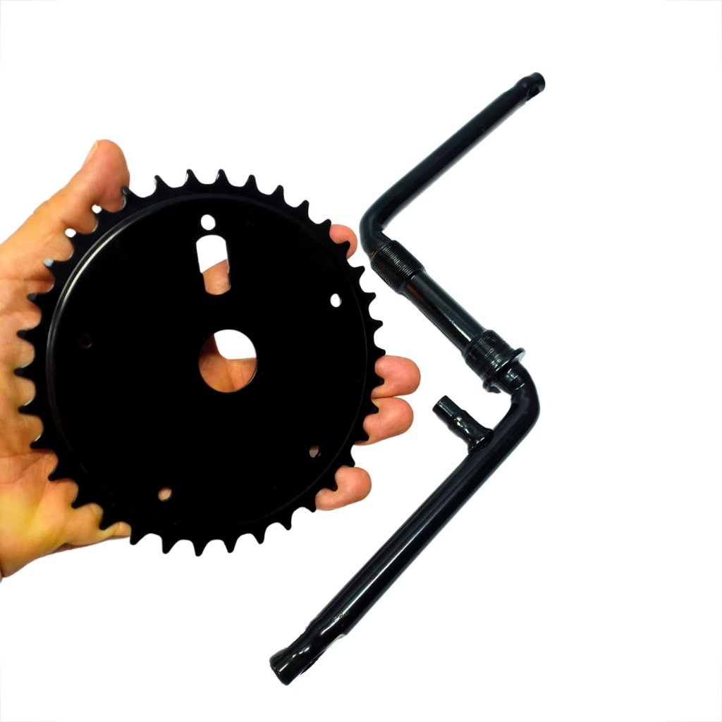 Kit Coroa 36D + Pedivela 165mm Bike Aro 24/26 Reposição Rápida Instalação Fácil e Pronto pra Rodar