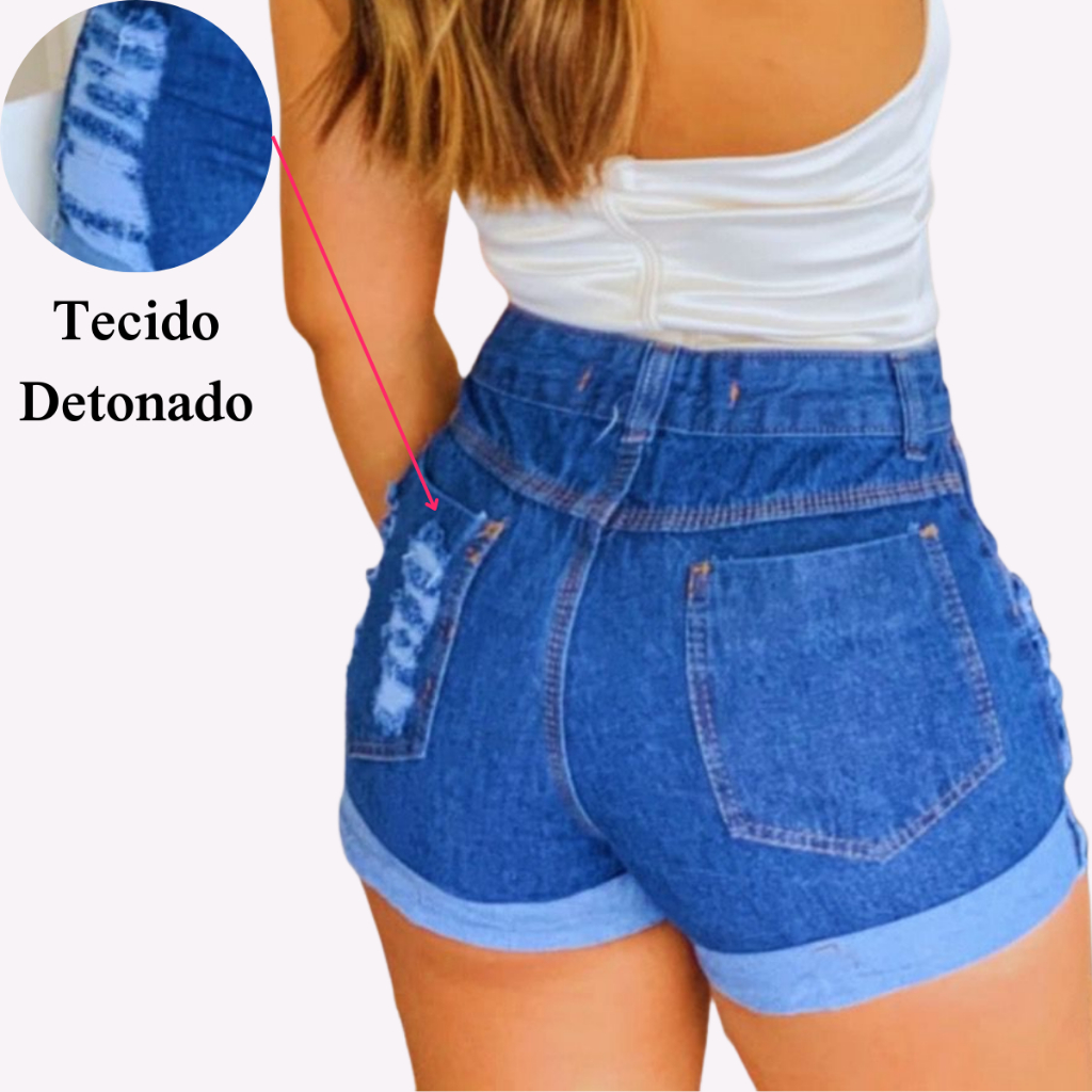 Kit 3 Shorts Jeans Feminino Hot Pants Cintura Alta Atacado Cós Alto Coleção Barra Dobrada