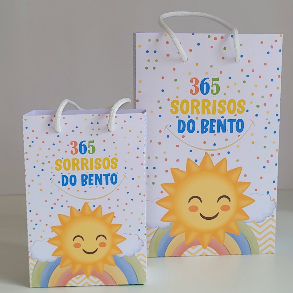 Sacolinhas Personalizadas 365 Sorrisos para Lembrancinha para Festa de Aniversário