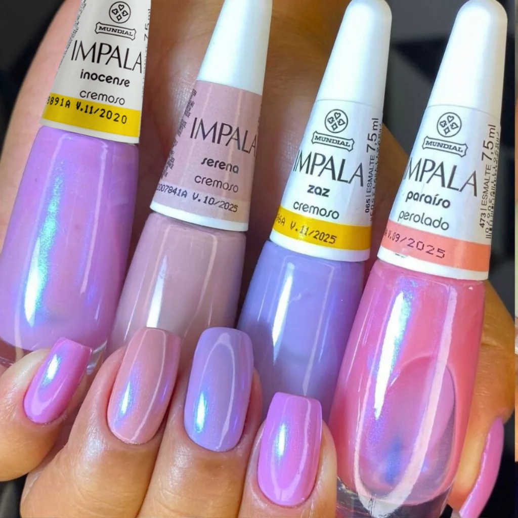 Kit 4 Esmaltes Impala Perolado Tendência Tons de Rosa Moda