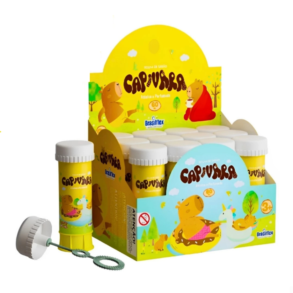 Bolha de Sabao Capivara CX Com 12 Unidades Lembrancinha/Aniversário/temático 60ML C/JOGO em Oferta na Shopee