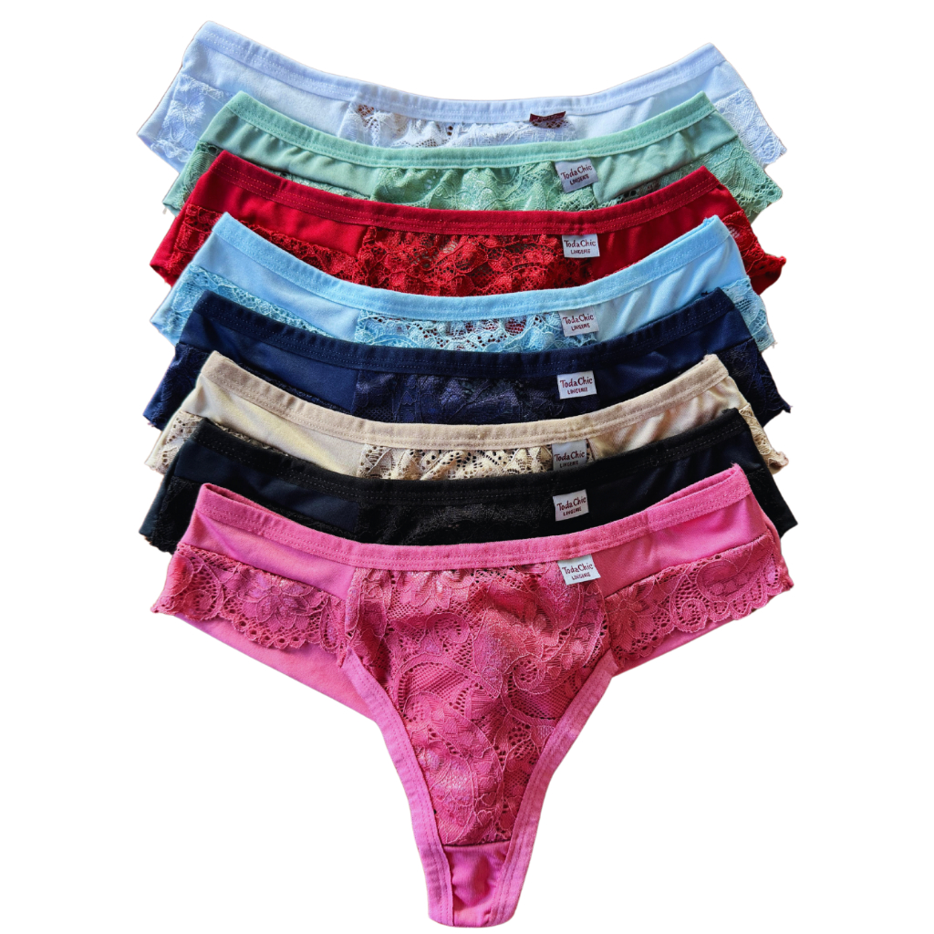 Kit Calcinhas Fio Duplo com Detalhes em Renda Lingerie Sexy Feminina promoção