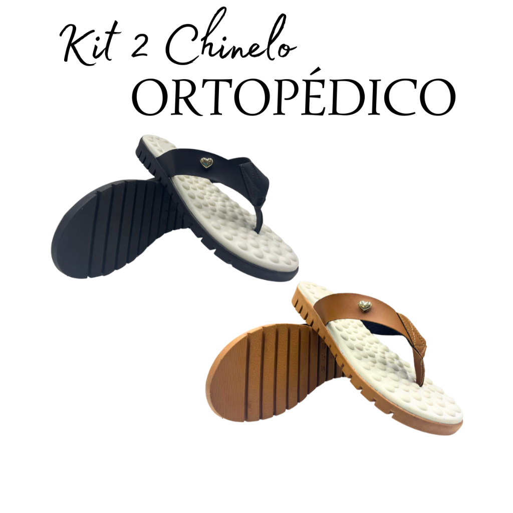 Kit 2 Chinelo Feminino Original Ortopédico Confortável Sandália Sola Massageadora Esporão Fascite