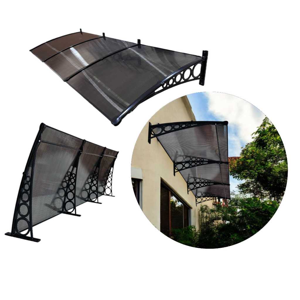 Toldo Imperial em Policarbonato 4,40x0,90m - para Janelas, Portas, Lojas - Com Fita De Vedação
