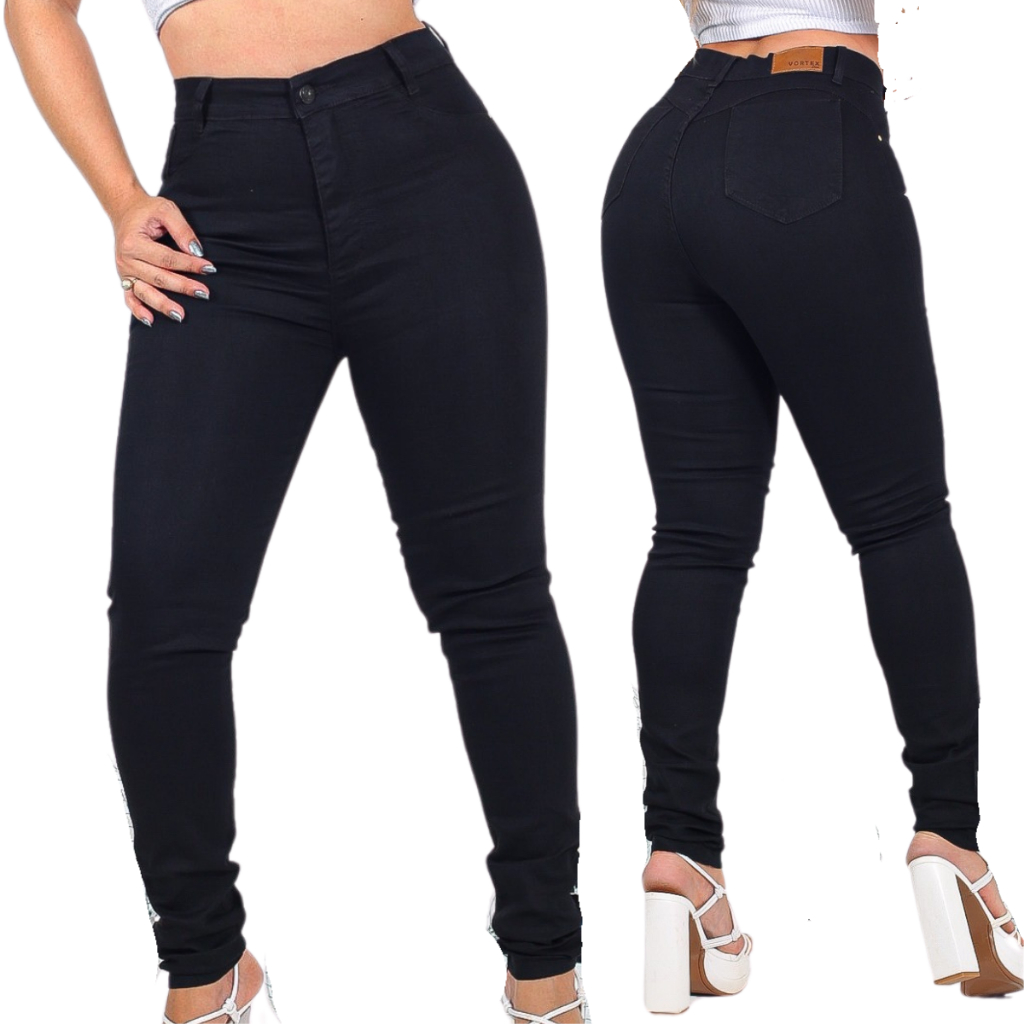 Calça Jeans Com Lycra Feminina Cintura Alta em Oferta na Shopee